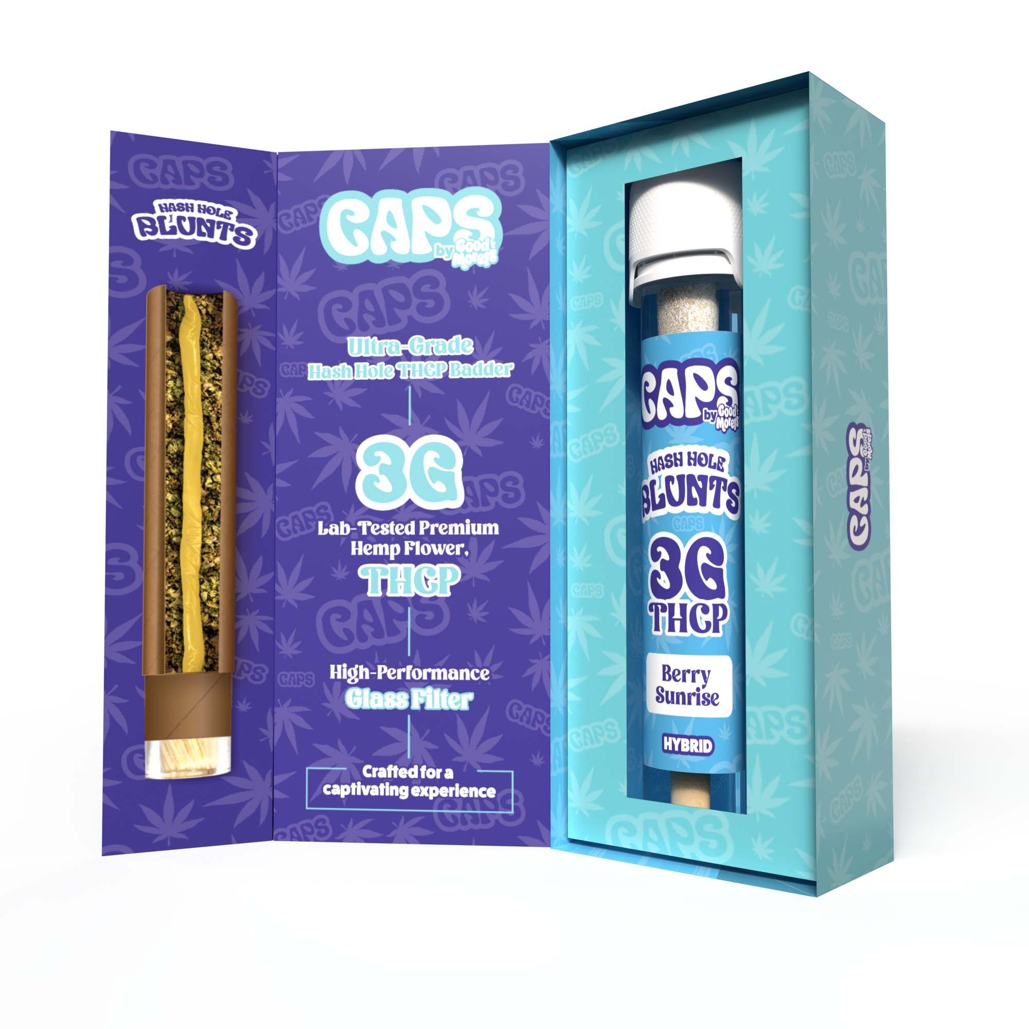 berry sunrise blunts Caps by Good Morels 3g THCP hash hole