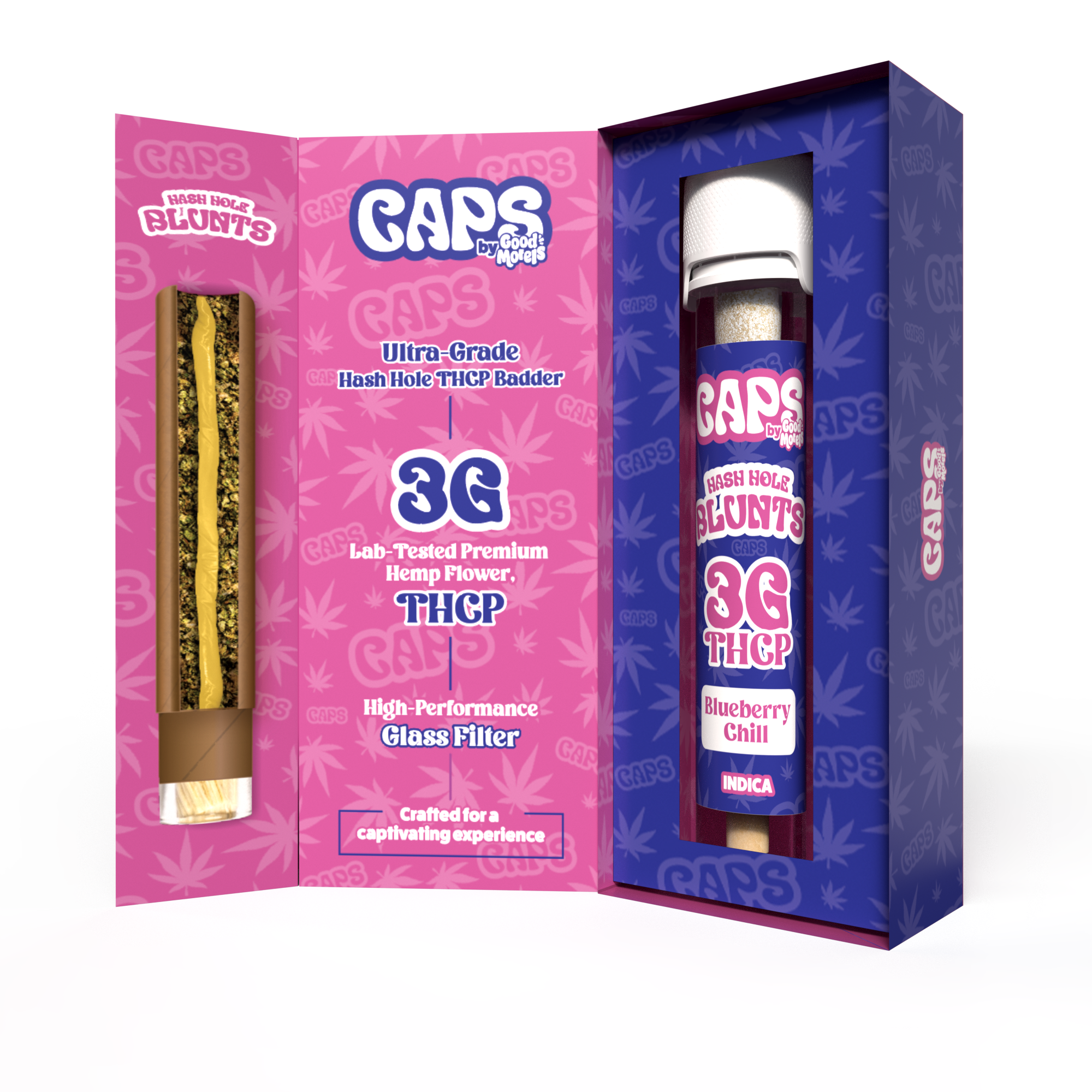 blueberry chill blunts Caps by Good Morels 3G THCP hash hole