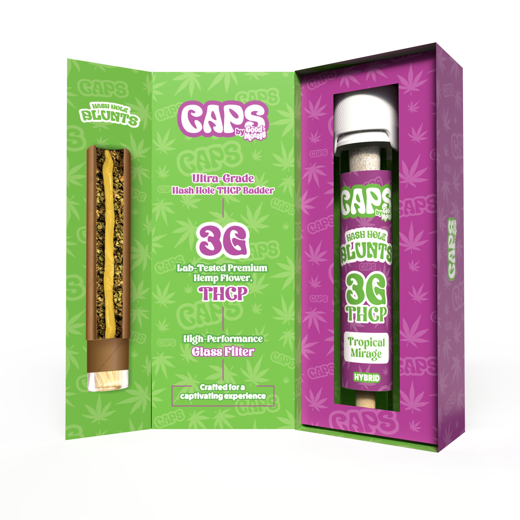 tropical mirage blunts caps by good morels 3g thcp hash hole