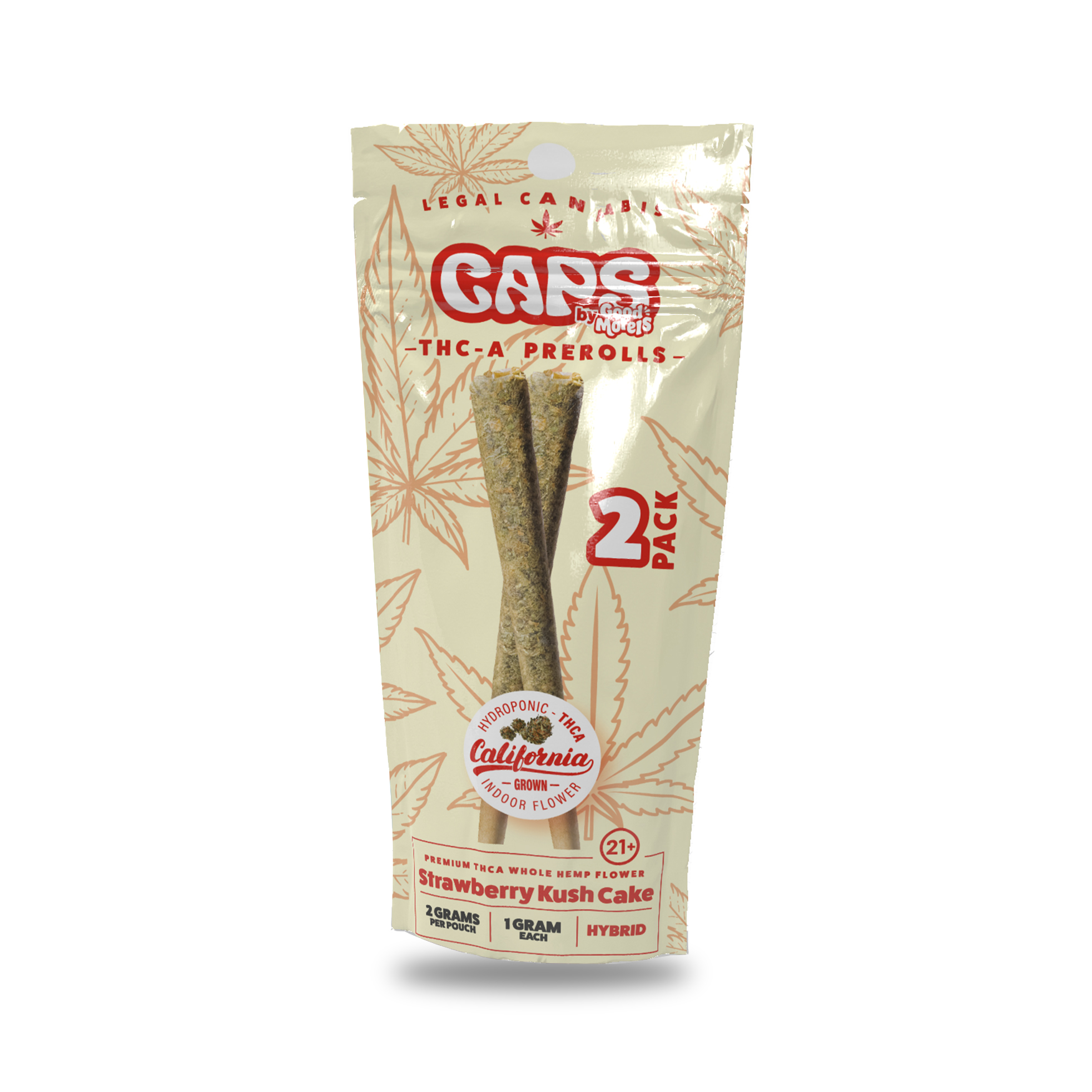 strawberry pre rolls Caps by Good Morels THCA 2g pack