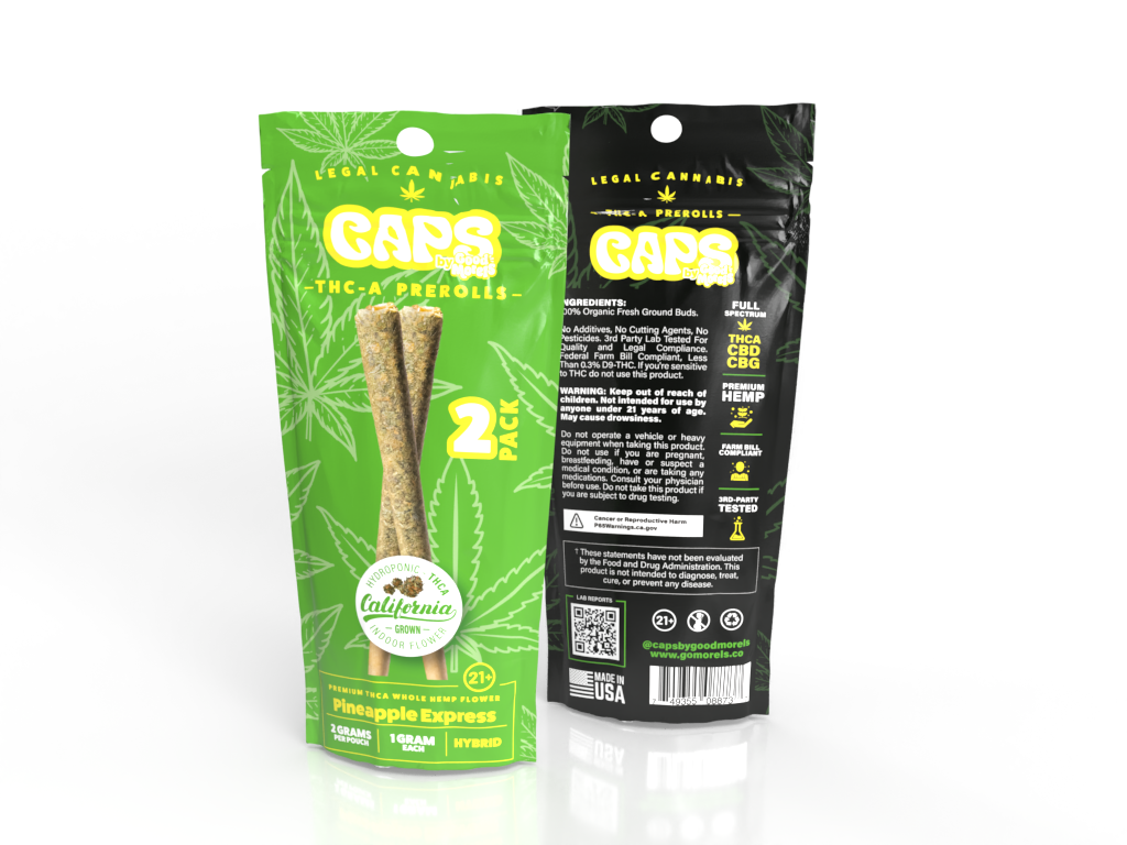 caps by good morels Pineapple Express THCA pre-rolls 2g pack